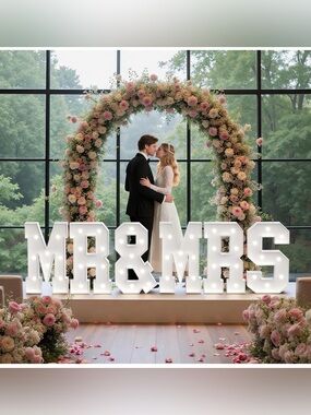 Mr&Mrs 2FT Lightup Letters for Wedding,Engagement Party Anniversary w/RosePetals